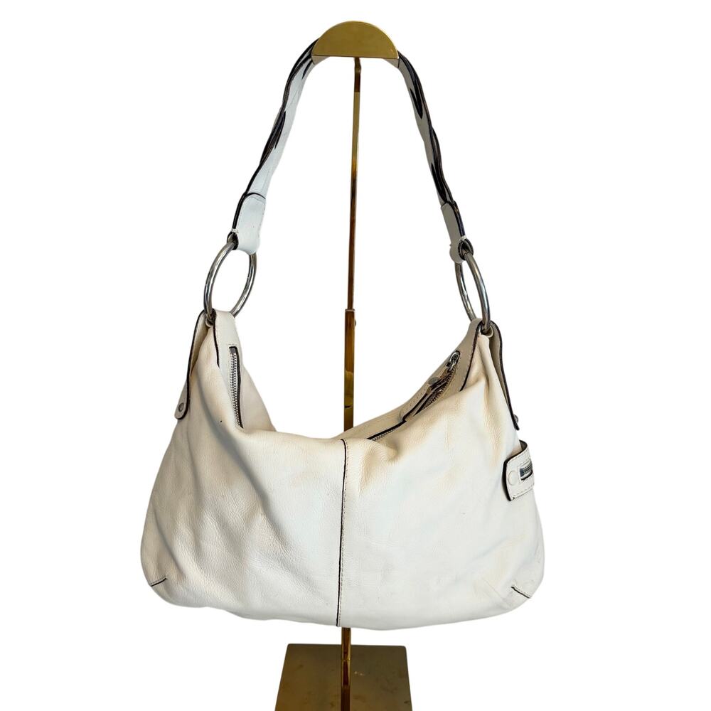 Andrea Mabiani Leather Hobo Shoulder Bag White Braided Strap Minimalist Italy